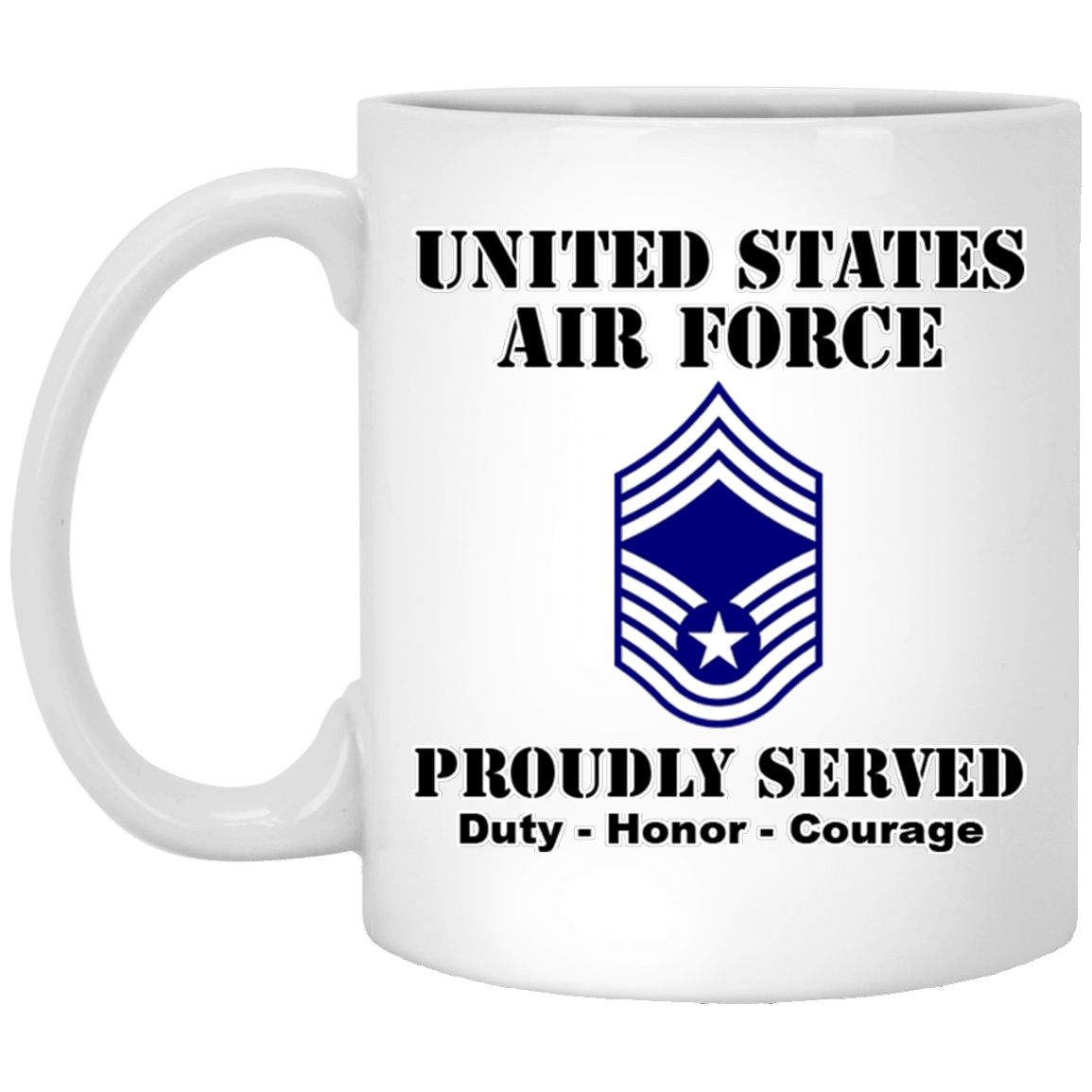 US Air Force E-9 Chief Master Sergeant CMSgt E9 Noncommissioned Officer Ranks White Coffee Mug - Stainless Travel Mug-Mug-USAF-Ranks-Veterans Nation