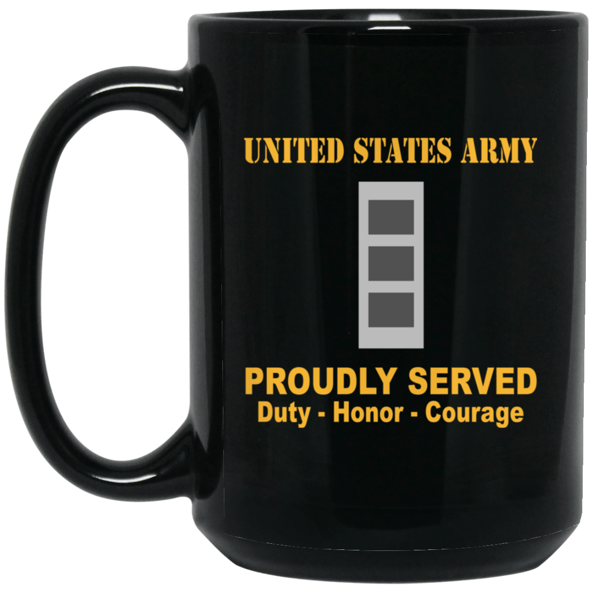 US Army Insignia Proudly Served Duty - Honor - Courage Black Coffee Mug 11oz-15oz-Mug-Army-Veterans Nation