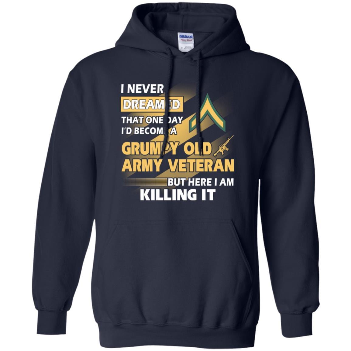 US Army T-Shirt "Grumpy Old Veteran" E-2 Private Second Class(PV2) On Front-TShirt-Army-Veterans Nation