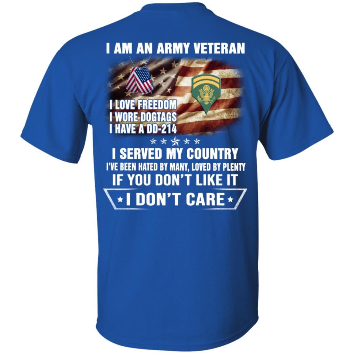 T-Shirt "I Am An Army Veteran" E-6 SPC(SP6)Rank On Back-TShirt-Army-Veterans Nation