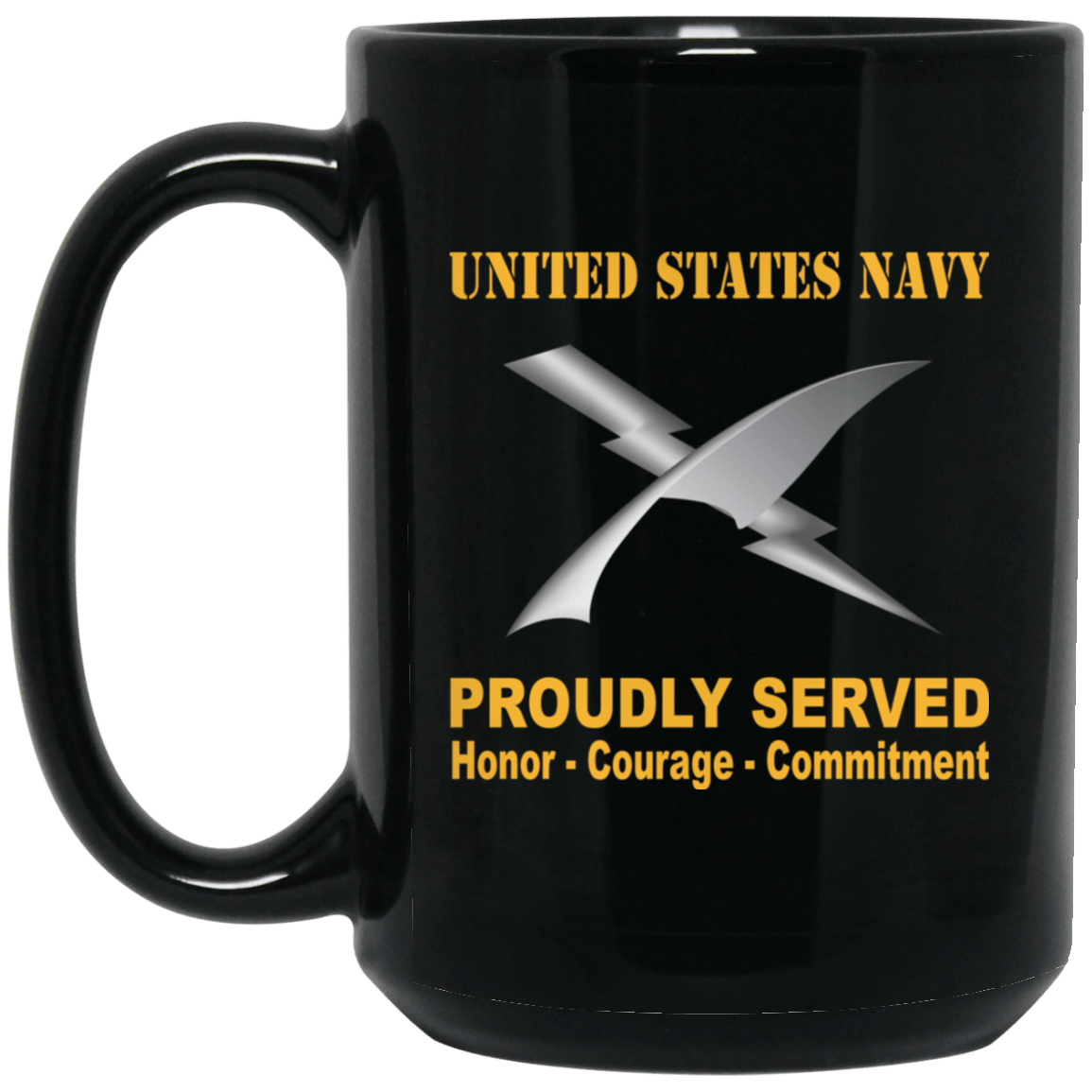 U.S Navy Cryptologic technician Navy CT Proudly Served Black Mug 11 oz - 15 oz-Mug-Navy-Rate-Veterans Nation