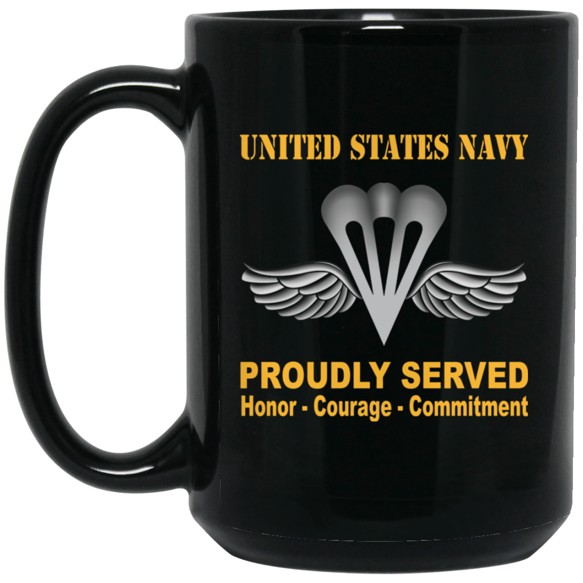 Navy Aircrew Survival Equipmentman Navy PR Proudly Served Black Mug 11 oz - 15 oz-Mug-Navy-Rate-Veterans Nation