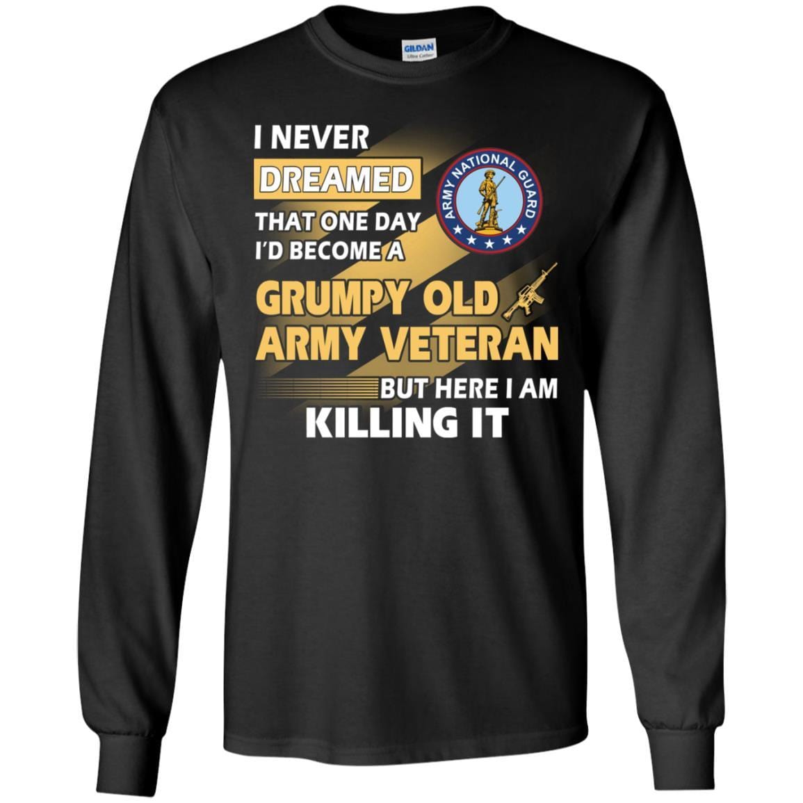 US Army T-Shirt "National Guard Grumpy Old Veteran" On Front-TShirt-Army-Veterans Nation