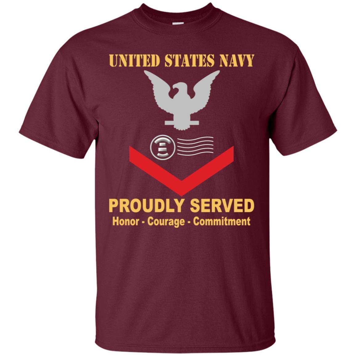 Navy Postal Clerk Navy PC E-4 Rating Badges Proudly Served T-Shirt For Men On Front-TShirt-Navy-Veterans Nation