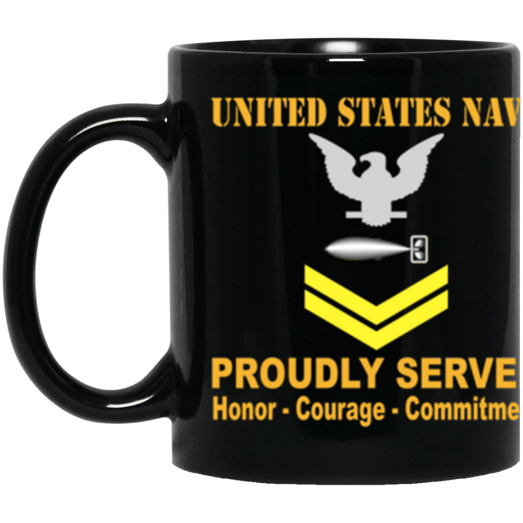 US Navy Torpedoman's mate Navy TM E-5 Gold Stripe 11 oz. Black Mug-Drinkware-Veterans Nation
