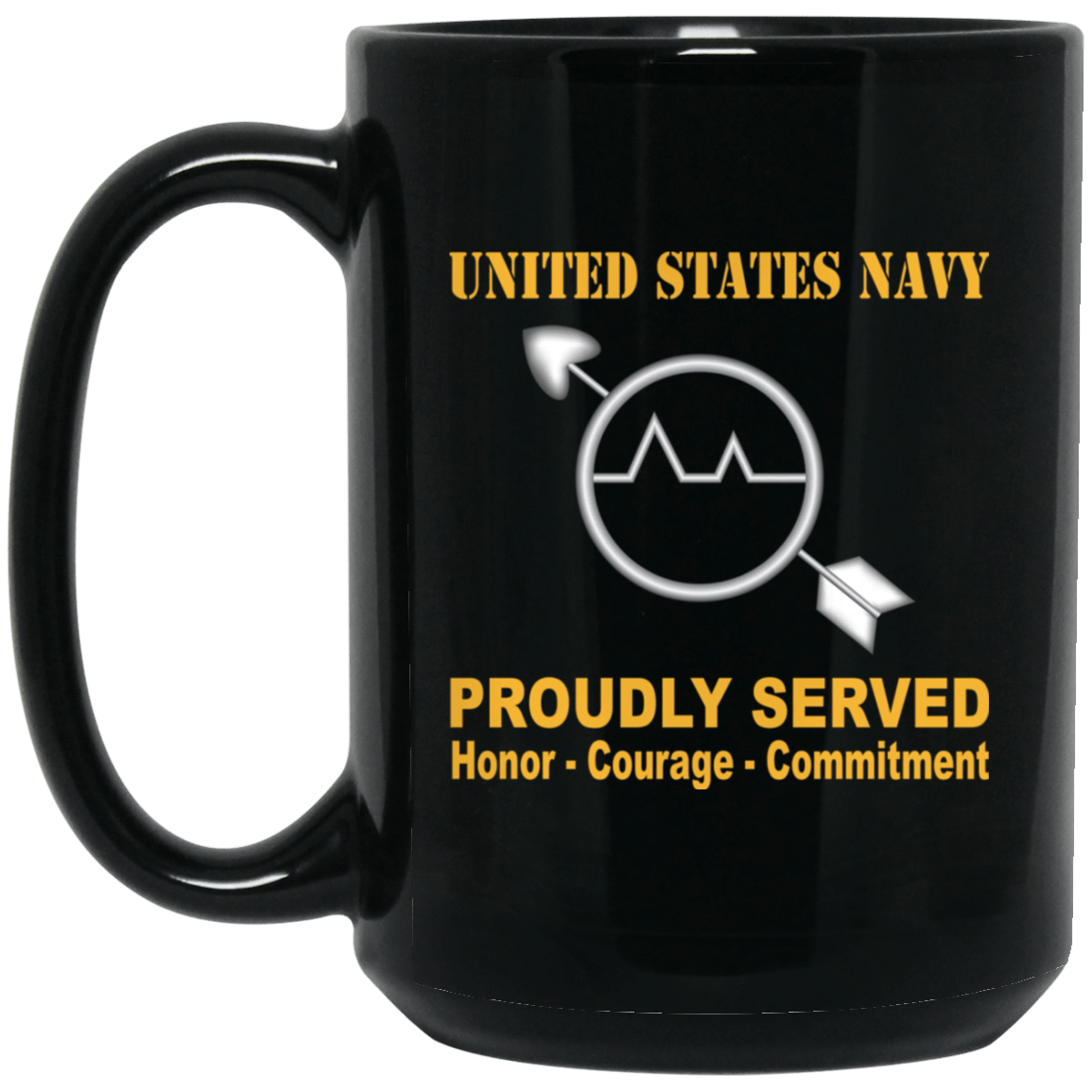 U.S Navy Operations specialist Navy OS Proudly Served Black Mug 11 oz - 15 oz-Mug-Navy-Rate-Veterans Nation