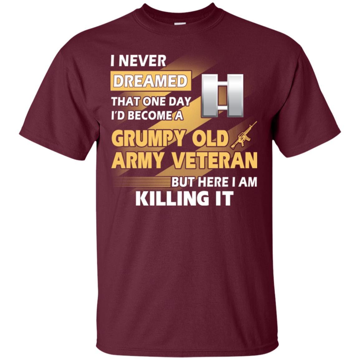 US Army T-Shirt "Grumpy Old Veteran" O-3 Captain(CPT) On Front-TShirt-Army-Veterans Nation