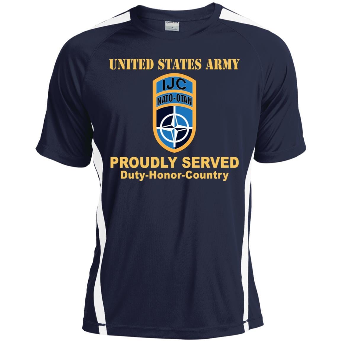 US ARMY CSIB NATO ISAF JOINT COMMAND IN AFGHANISTAN- Proudly Served T-Shirt On Front For Men-TShirt-Army-Veterans Nation