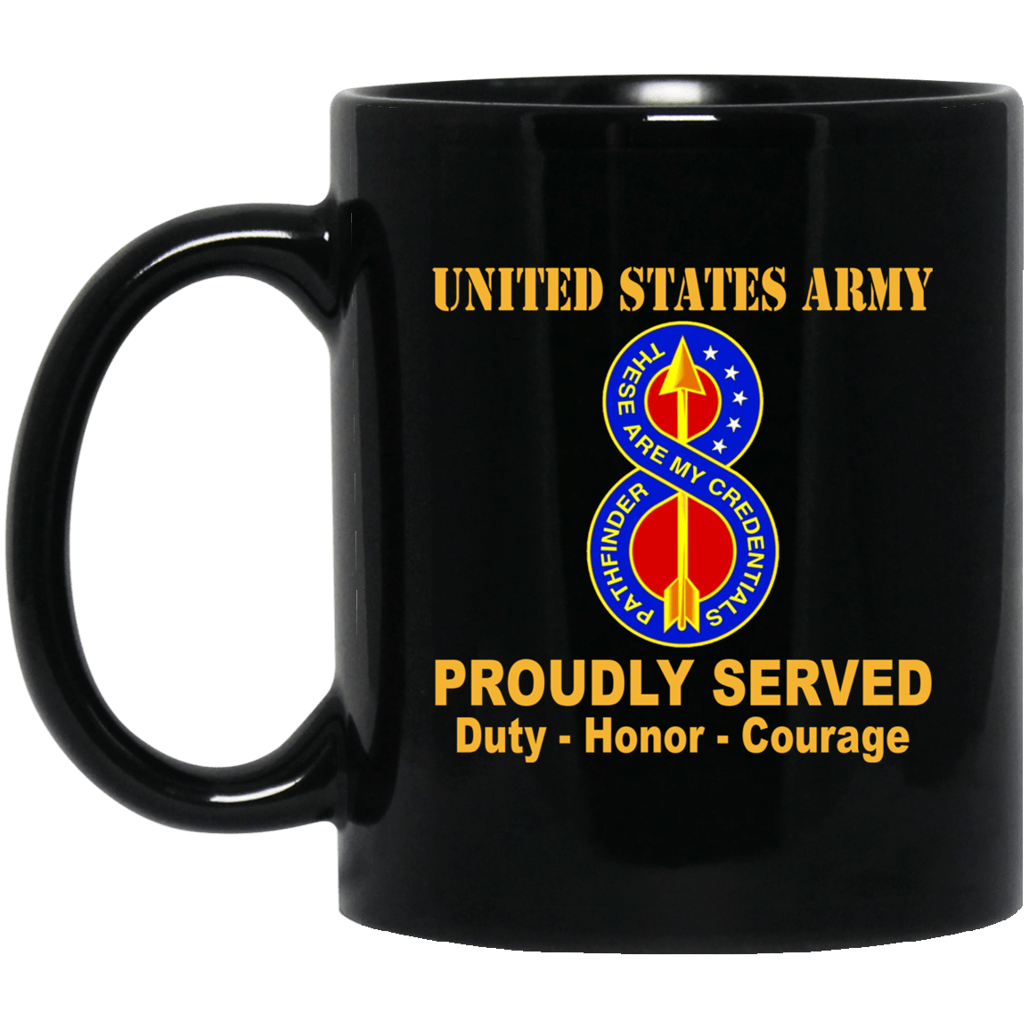 US Army 8th Infantry Division UC Round 11 oz - 15 oz Black Mug-Mug-Army-CSIB-Veterans Nation