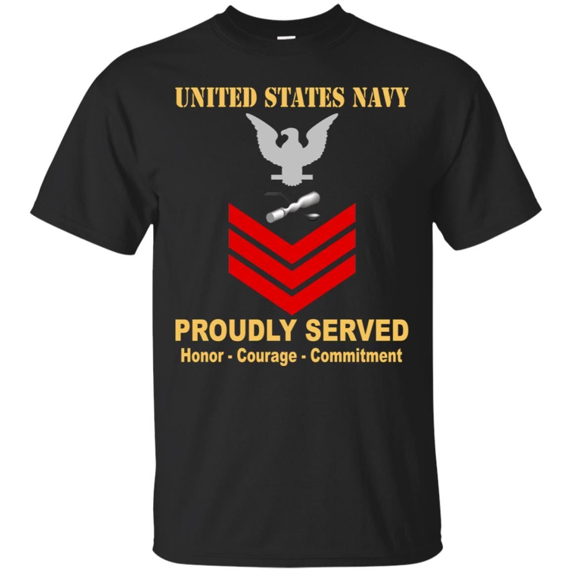 Navy Molder Navy ML E-6 Rating Badges Proudly Served T-Shirt For Men On Front-TShirt-Navy-Veterans Nation