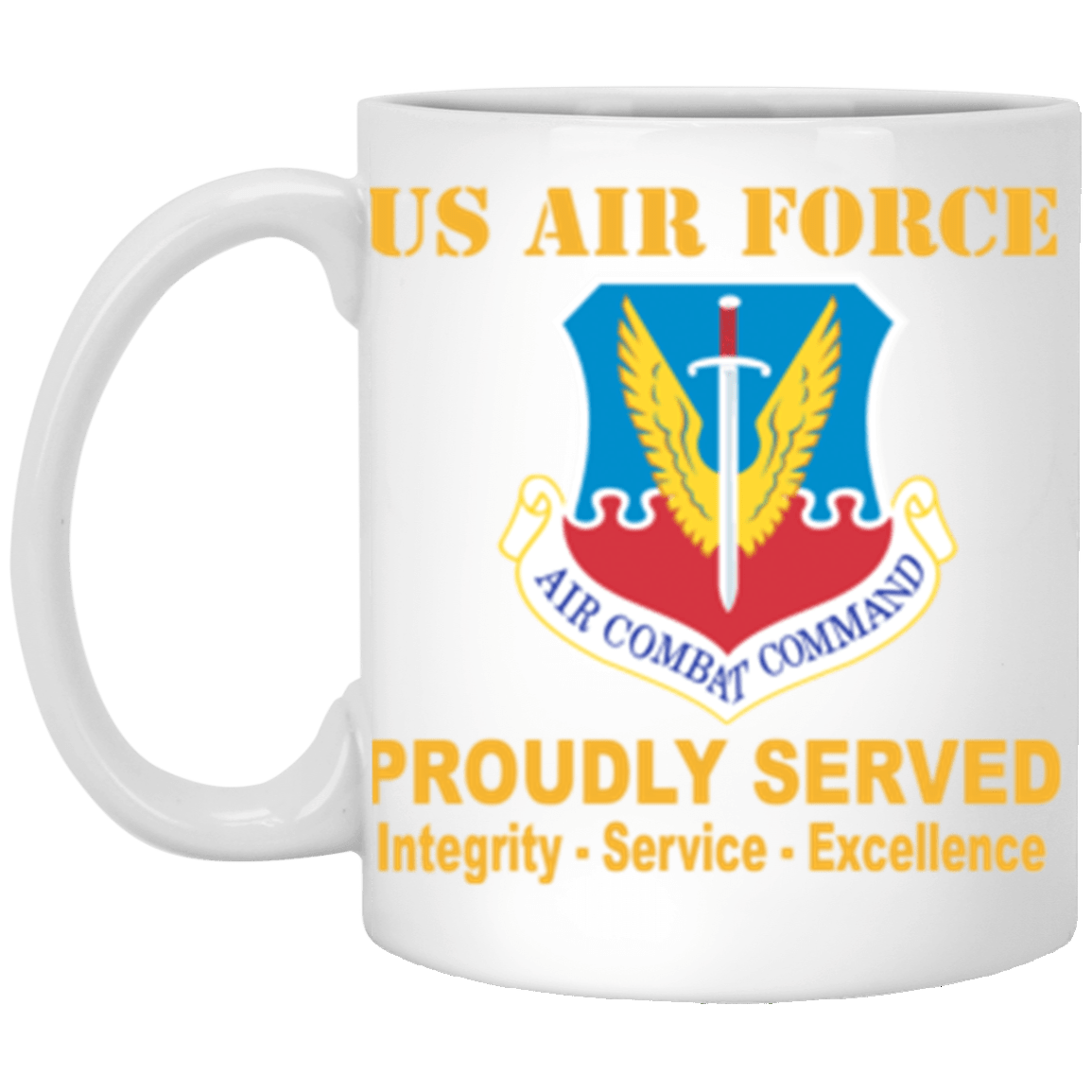 US Air Force Air Combat Command Proudly Served Core Values 11 oz. White Mug-Drinkware-Veterans Nation