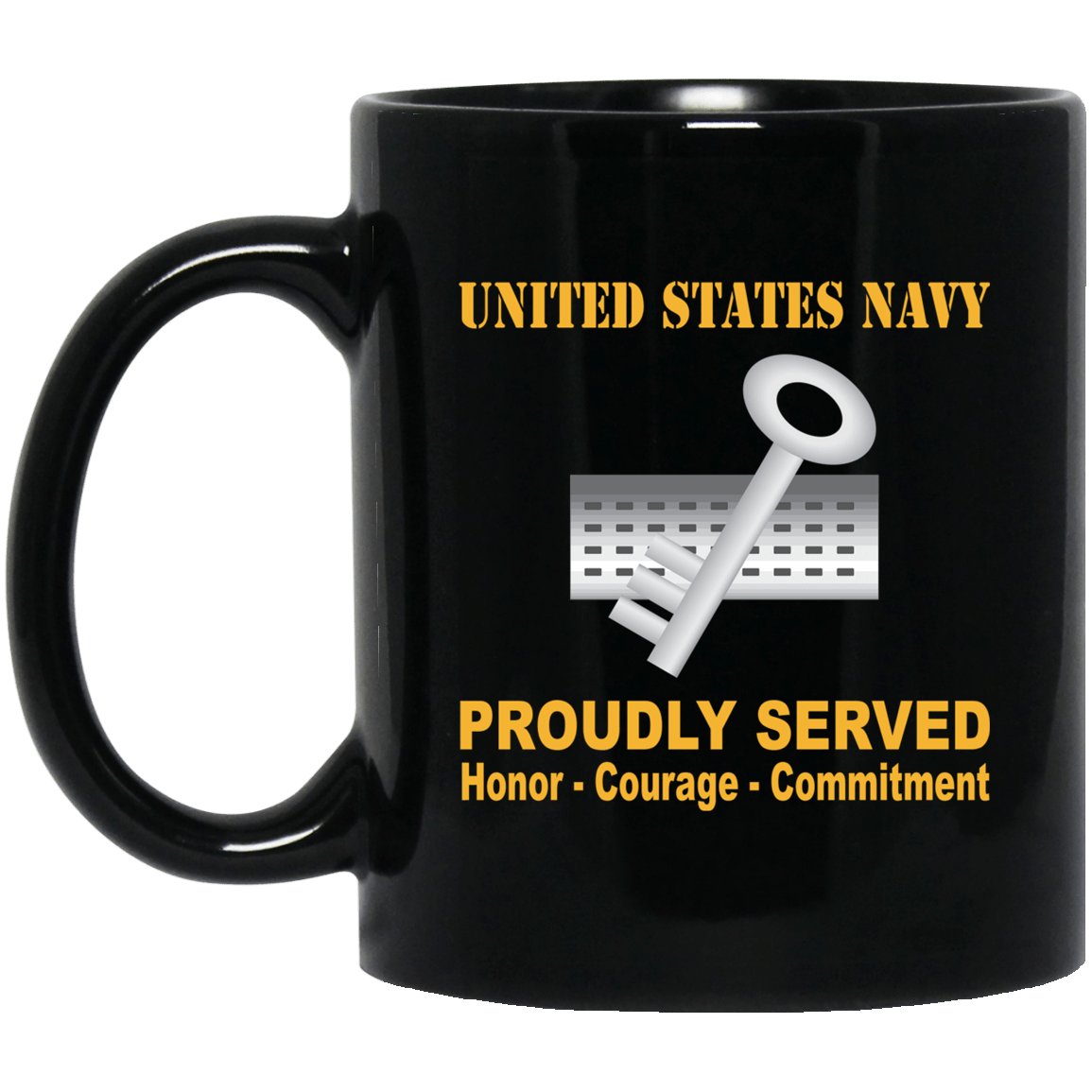 Navy Disbursing Clerk Navy DK Proudly Served Black Mug 11 oz - 15 oz-Mug-Navy-Rate-Veterans Nation