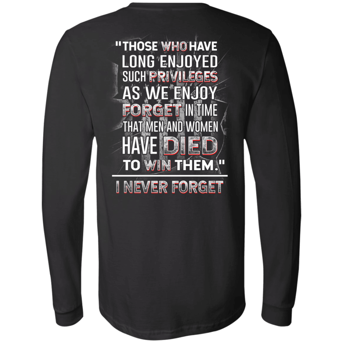 Military T-Shirt "I Never Forget Men And Women Veteran" - Men Back-TShirt-General-Veterans Nation