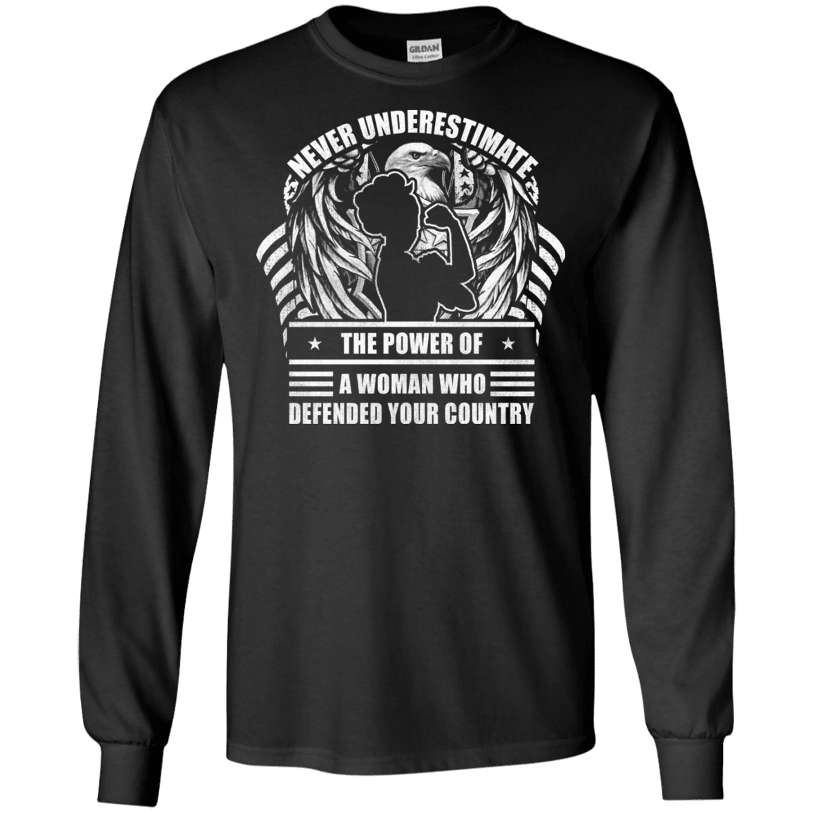 Military T-Shirt "Female Veteran - Never Underestimate A Woman Who Defended Your Country Women" Front-TShirt-General-Veterans Nation