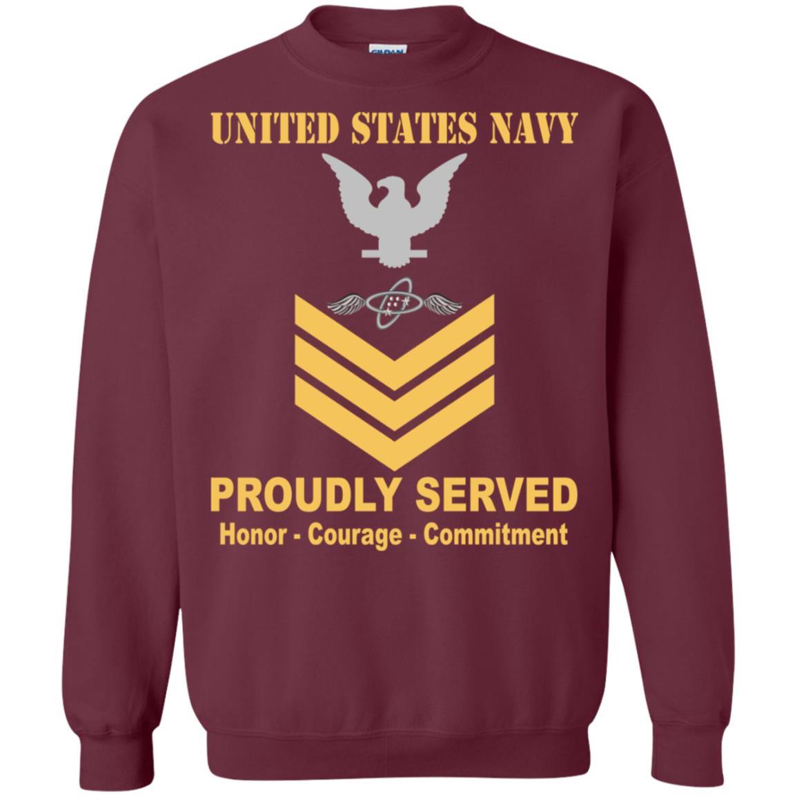 Navy Aviation Electronics Technician Navy AT E-6 Rating Badges Proudly Served T-Shirt For Men On Front-TShirt-Navy-Veterans Nation