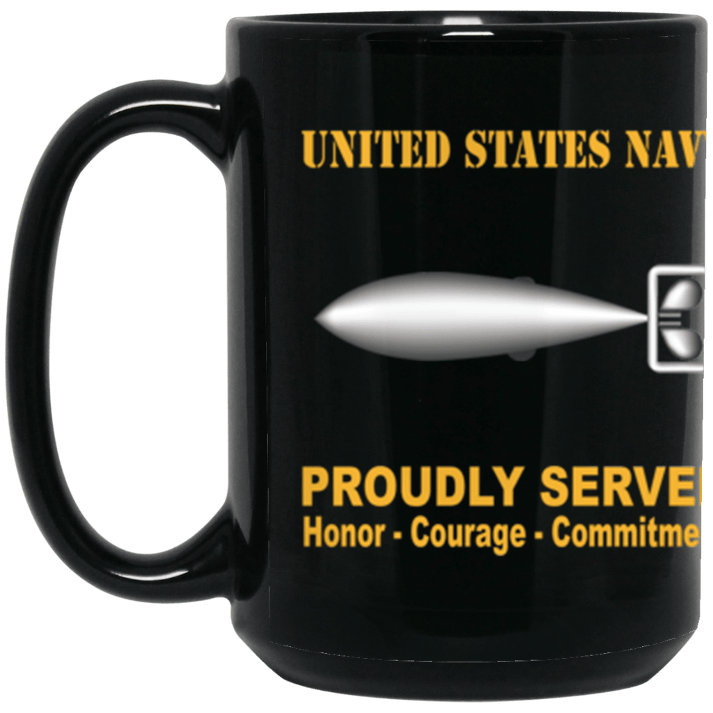 US Navy Torpedoman's mate Navy TM Proudly Served Core Values 15 oz. Black Mug-Drinkware-Veterans Nation