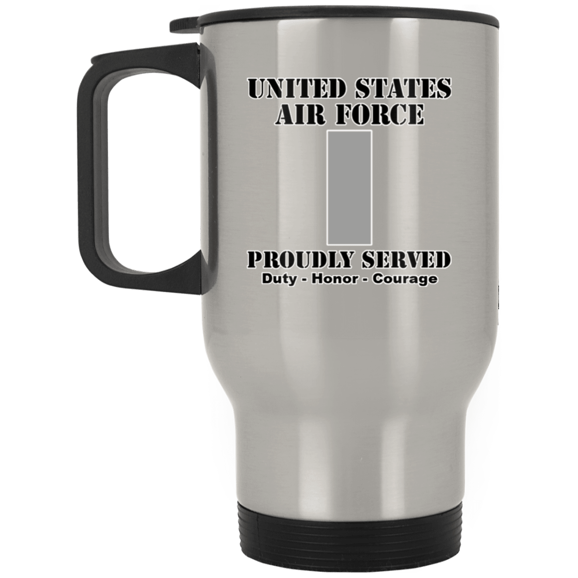 US Air Force O-2 First Lieutenant 1st L O2 Commissioned Officer Ranks White Coffee Mug - Stainless Travel Mug-Mug-USAF-Ranks-Veterans Nation