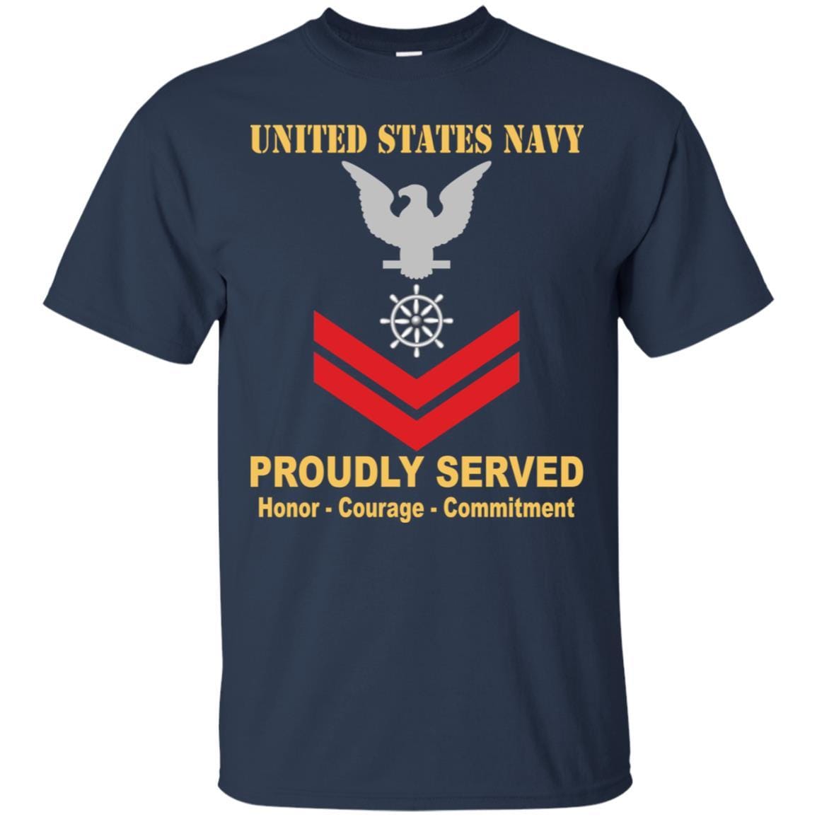 Navy Quartermaster Navy QM E-5 Rating Badges Proudly Served T-Shirt For Men On Front-TShirt-Navy-Veterans Nation