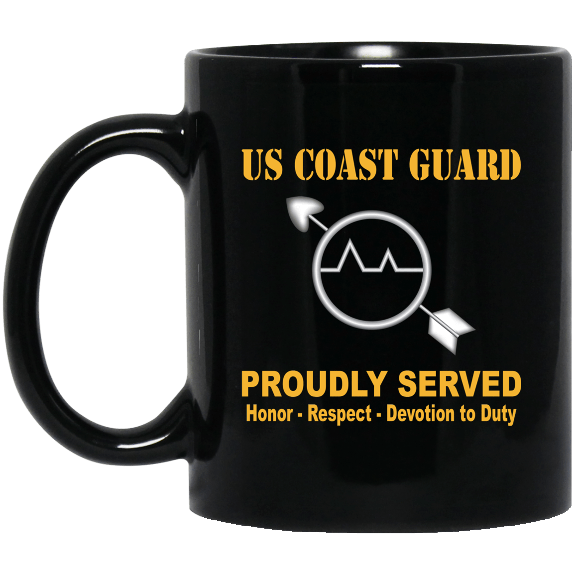 US Coast Guard Operations Specialist OS Logo Proudly Served Black Mug 11 oz - 15 oz-Mug-USCG-Rate-Veterans Nation