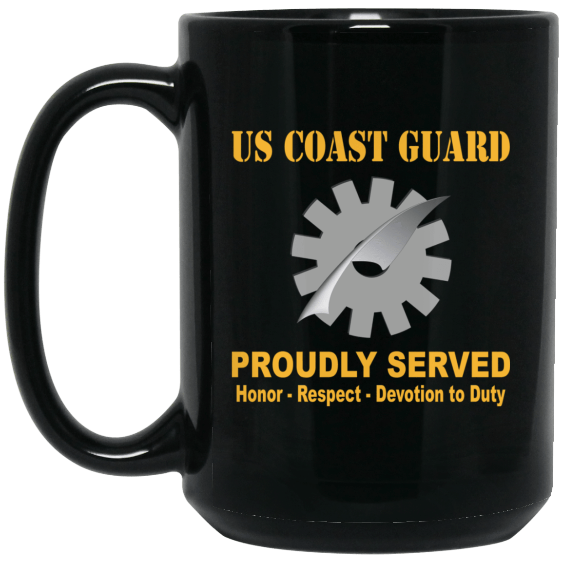 US Coast Guard Data Processing Technician DP Logo Proudly Served Black Mug 11 oz - 15 oz-Mug-USCG-Rate-Veterans Nation