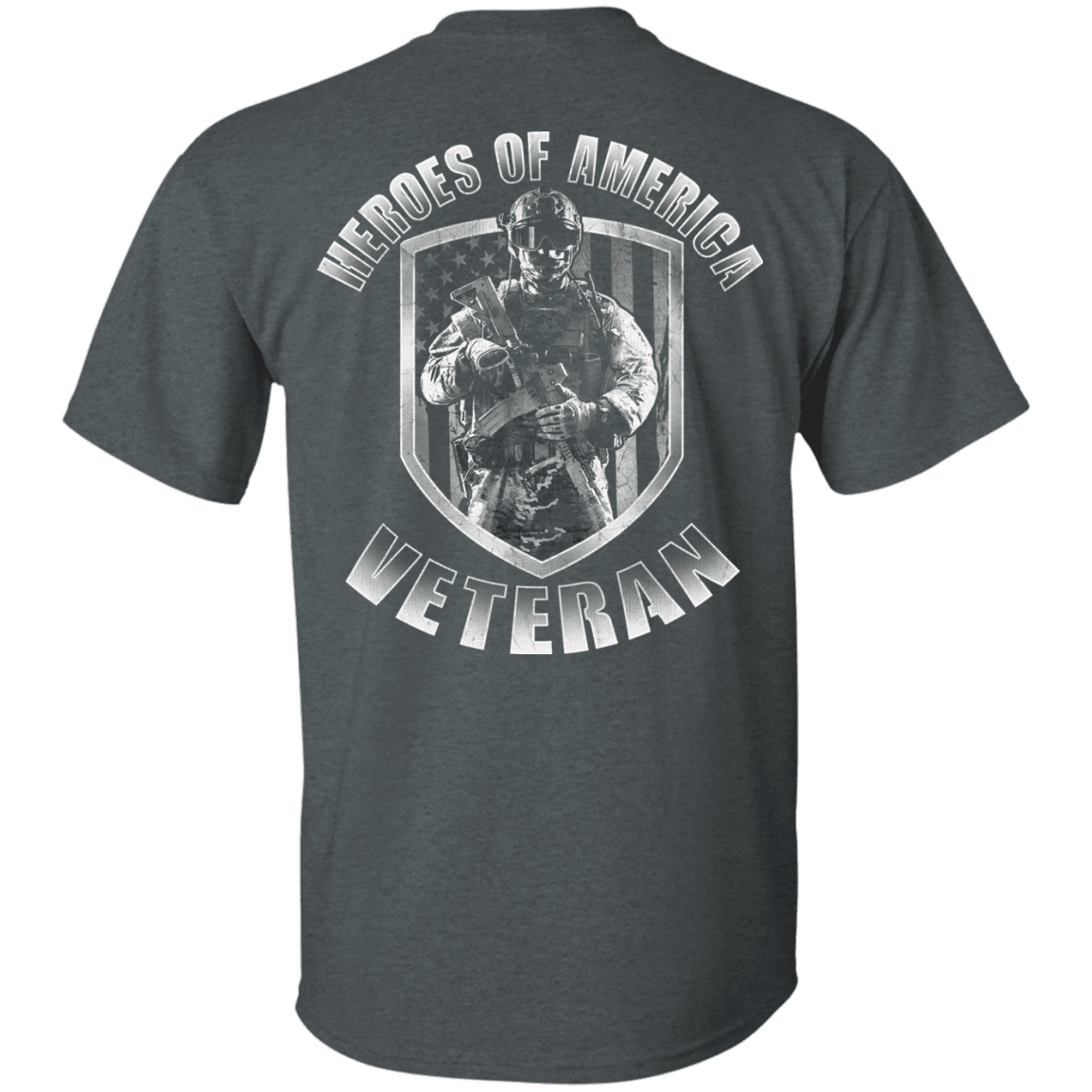 Military T-Shirt "Veteran - Heroes Of America" Men Back-TShirt-General-Veterans Nation