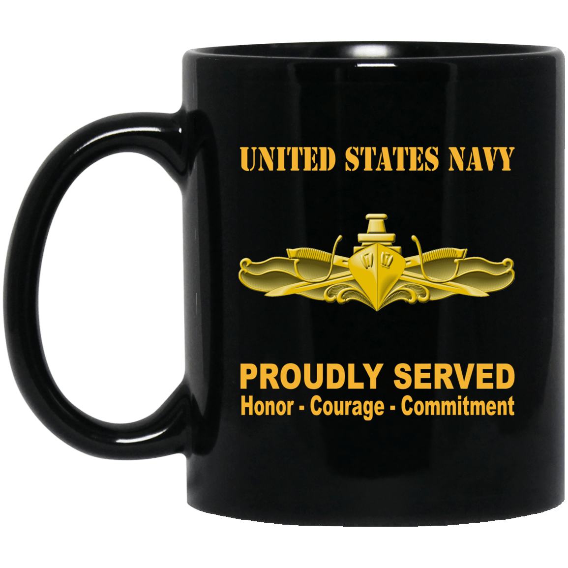US Navy Surface Warfare Officer Badge 11 oz - 15 oz Black Mug-Mug-Navy-Badge-Veterans Nation