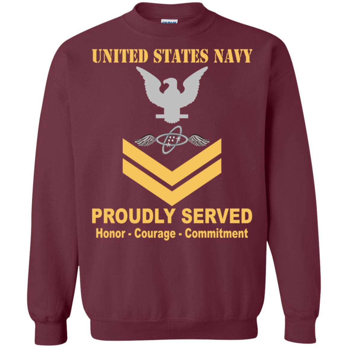 Navy Aviation Electronics Technician Navy AT E-5 Rating Badges Proudly Served T-Shirt For Men On Front-TShirt-Navy-Veterans Nation