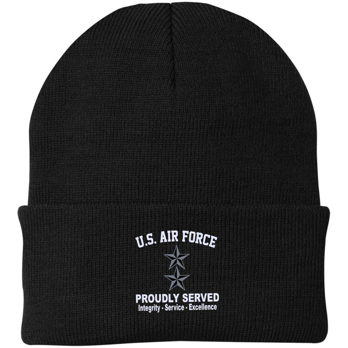 US Air Force O-8 Major General Maj G O8 General Officer Core Values Embroidered Port Authority Knit Cap-Hat-USAF-Ranks-Veterans Nation