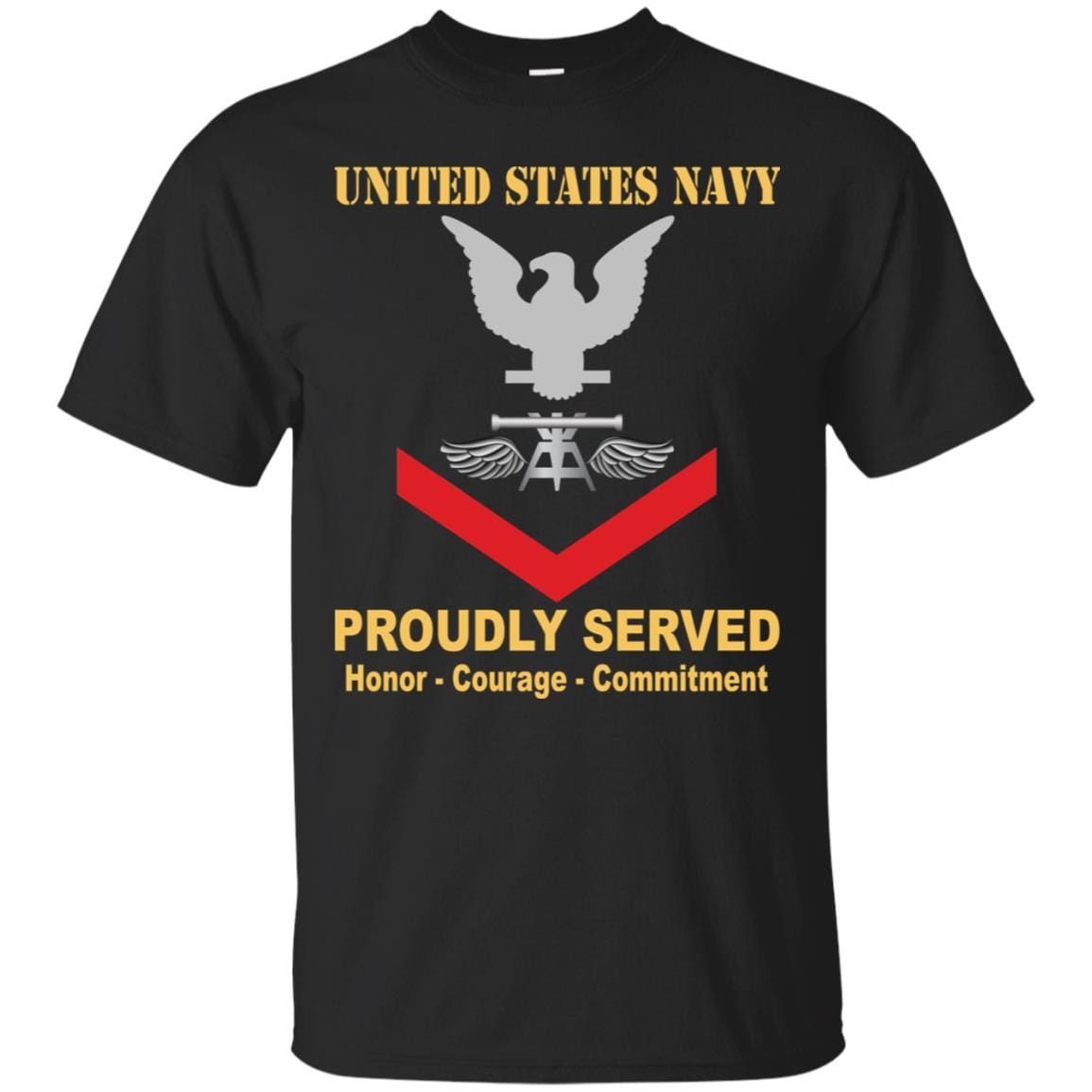 Navy Aviation Fire Control Tech Navy AQ E-4 Rating Badges Proudly Served T-Shirt For Men On Front-TShirt-Navy-Veterans Nation
