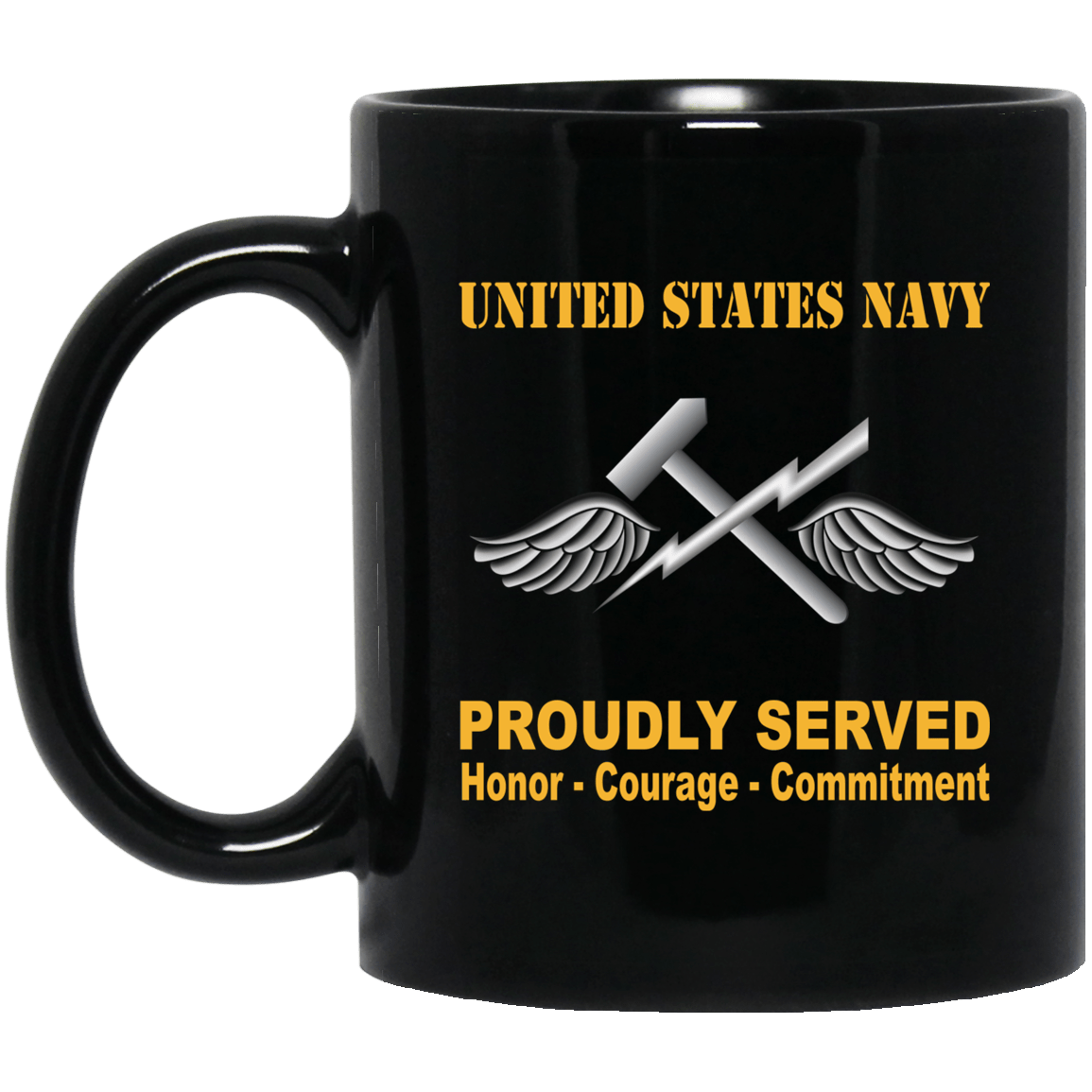 Navy Aviation Support Equipment Tech Navy AS Proudly Served Black Mug 11 oz - 15 oz-Mug-Navy-Rate-Veterans Nation