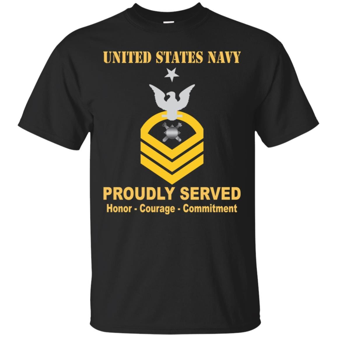 Navy Explosive Ordnance Disposal Navy EOD E-8 Rating Badges Proudly Served T-Shirt For Men On Front-TShirt-Navy-Veterans Nation
