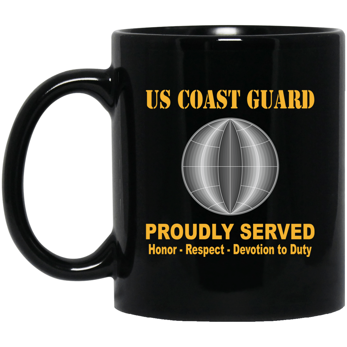 US Coast Guard Electrician's Mate EM Logo Proudly Served Black Mug 11 oz - 15 oz-Mug-USCG-Rate-Veterans Nation
