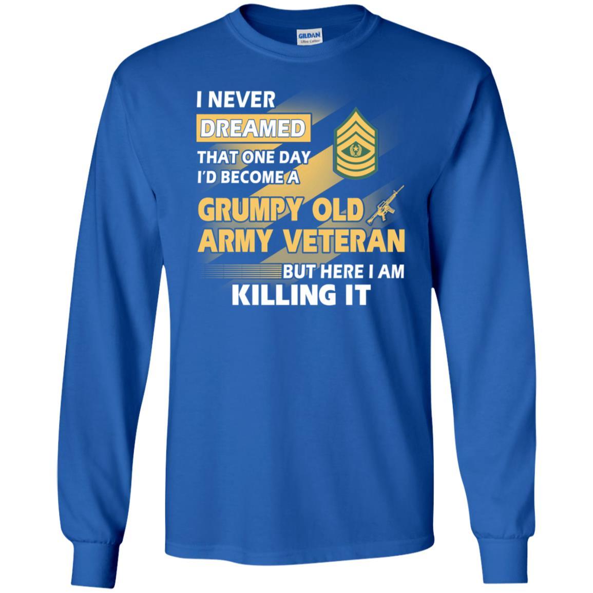 US Army T-Shirt "Grumpy Old Veteran" E-9 Command Sergeant Major(CSM) On Front-TShirt-Army-Veterans Nation