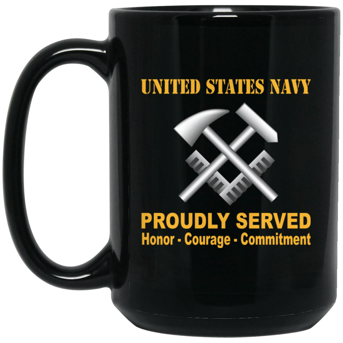Navy Hull Maintenance Technician Navy HT Proudly Served Black Mug 11 oz - 15 oz-Mug-Navy-Rate-Veterans Nation