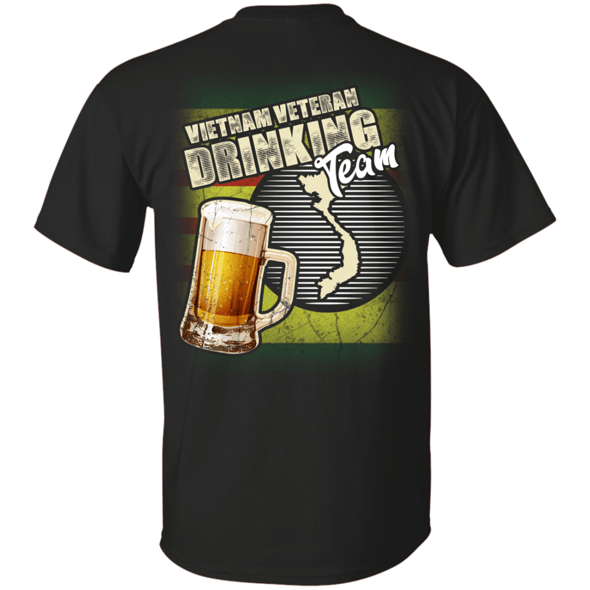 Military T-Shirt "Vietnam Veteran Drinking Bear Team Back"-TShirt-General-Veterans Nation