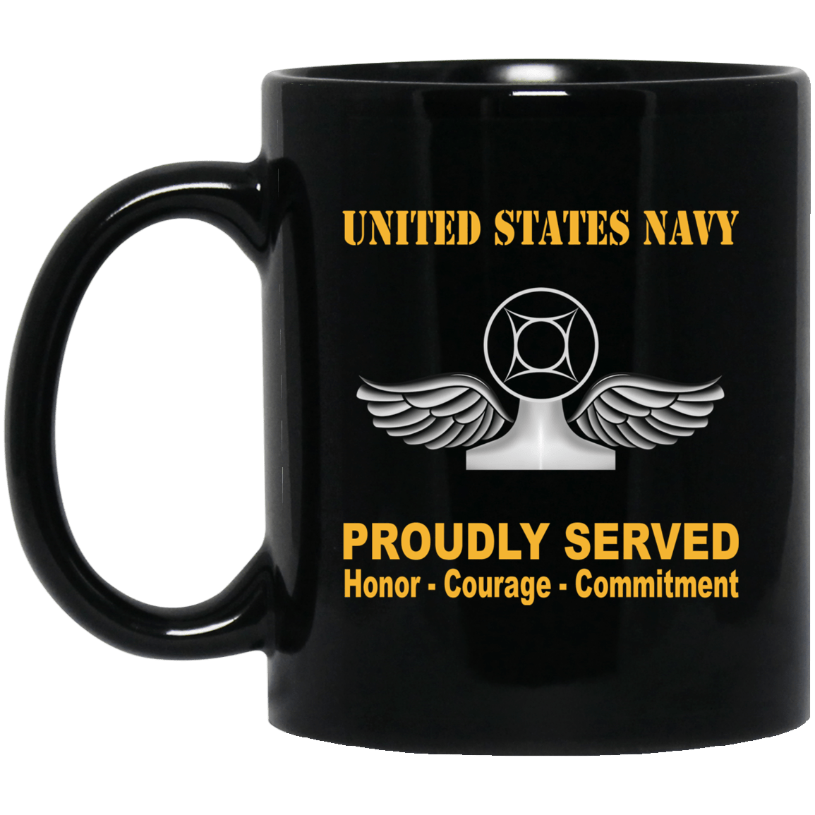 Navy Air Traffic Controller Navy AC Proudly Served Black Mug 11 oz - 15 oz-Mug-Navy-Rate-Veterans Nation