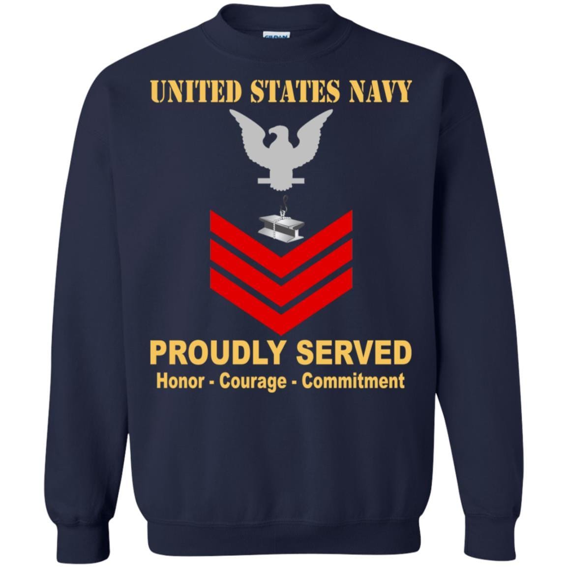 Navy Steelworker Navy SW E-6 Rating Badges Proudly Served T-Shirt For Men On Front-TShirt-Navy-Veterans Nation