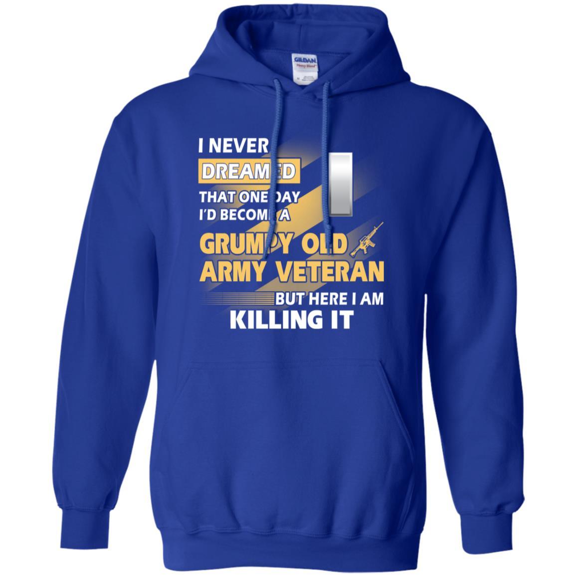 US Army T-Shirt "Grumpy Old Veteran" O-2 First Lieutenant(1LT) On Front-TShirt-Army-Veterans Nation