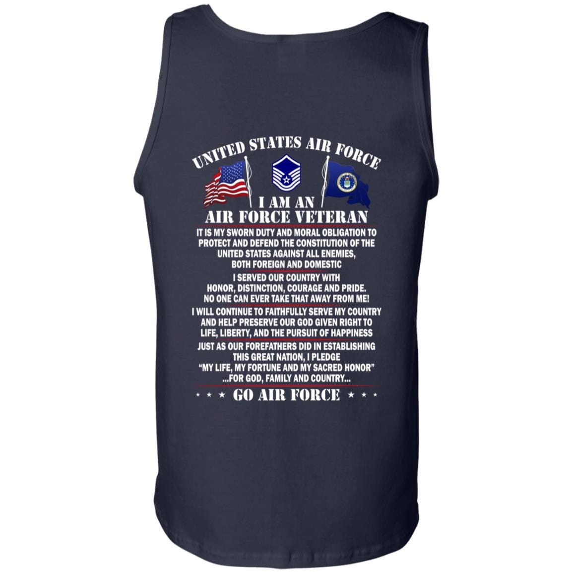 US Air Force E-7 Master Sergeant MSgt E7 Noncommissioned Officer Ranks AF Rank - Go Air Force T-Shirt On Back-TShirt-USAF-Veterans Nation