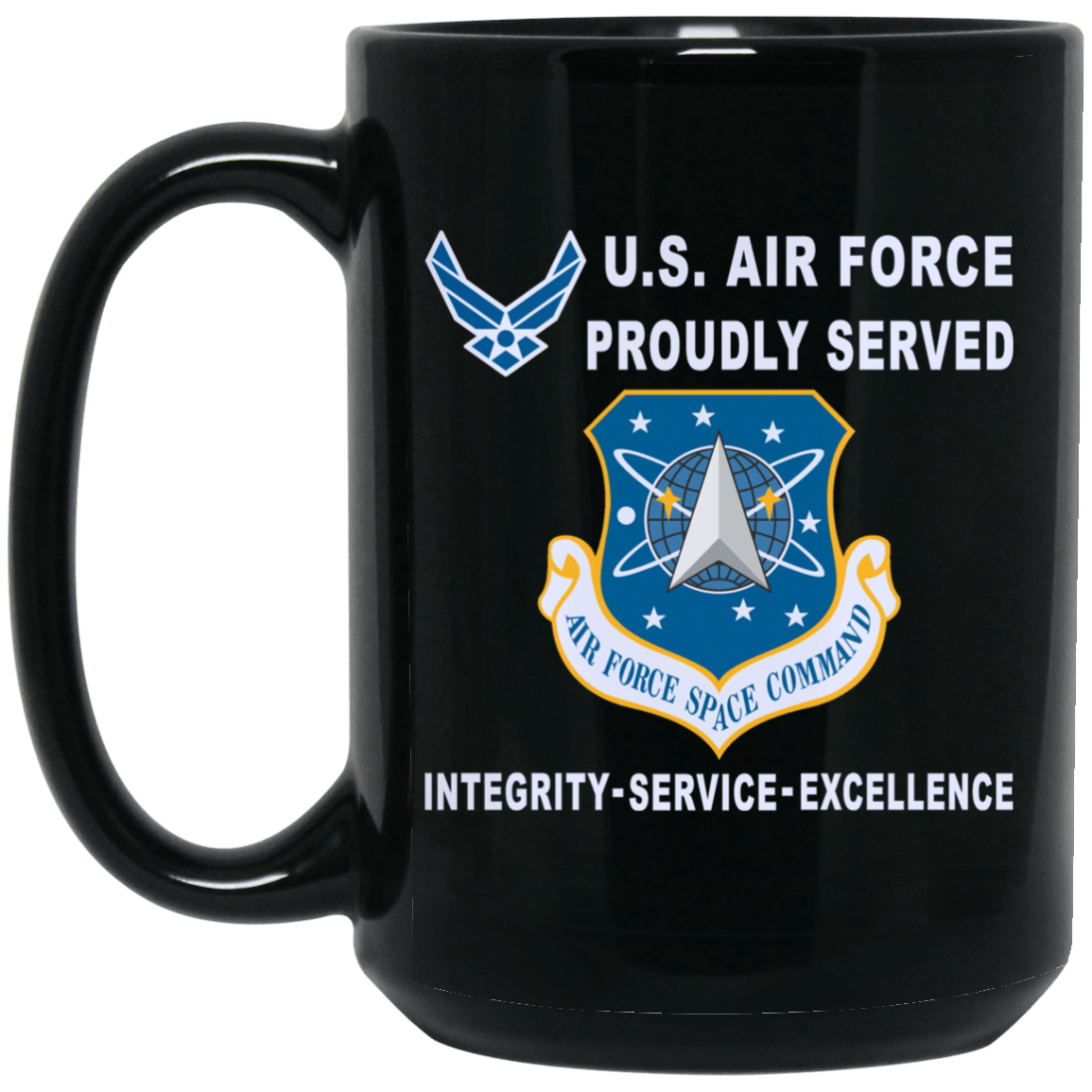 US Air Force Space Command Proudly Served-D04 11 oz - 15 oz Black Mug-Mug-USAF-Shield-Veterans Nation