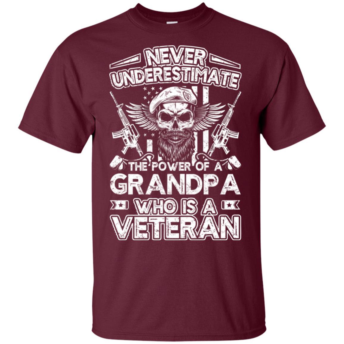 Military T-Shirt "Never Underestimate The Power Of A Grandpa Who Is A Veteran On" Front-TShirt-General-Veterans Nation
