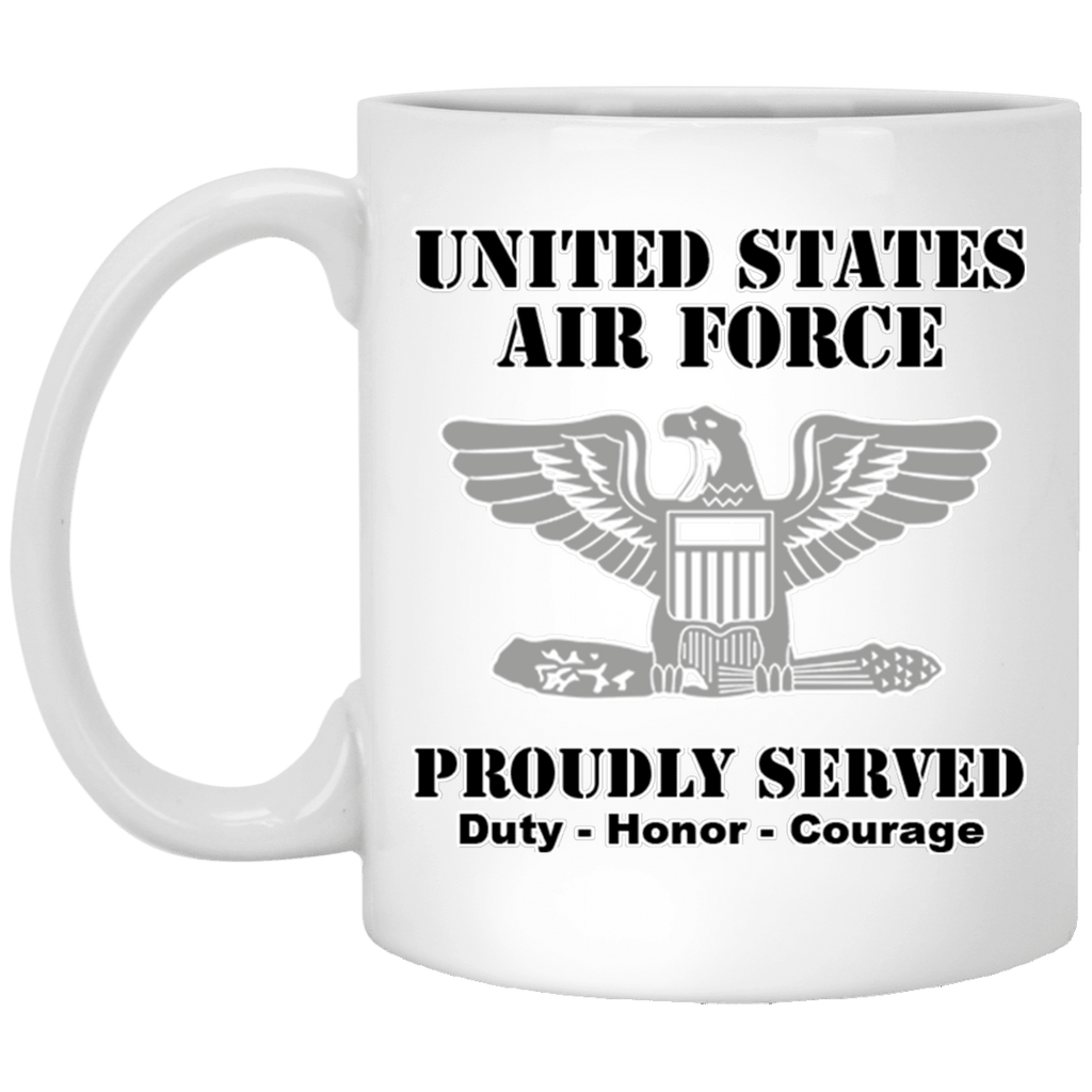 US Air Force O-6 Colonel Col O6 Field Officer Ranks White Coffee Mug - Stainless Travel Mug-Mug-USAF-Ranks-Veterans Nation