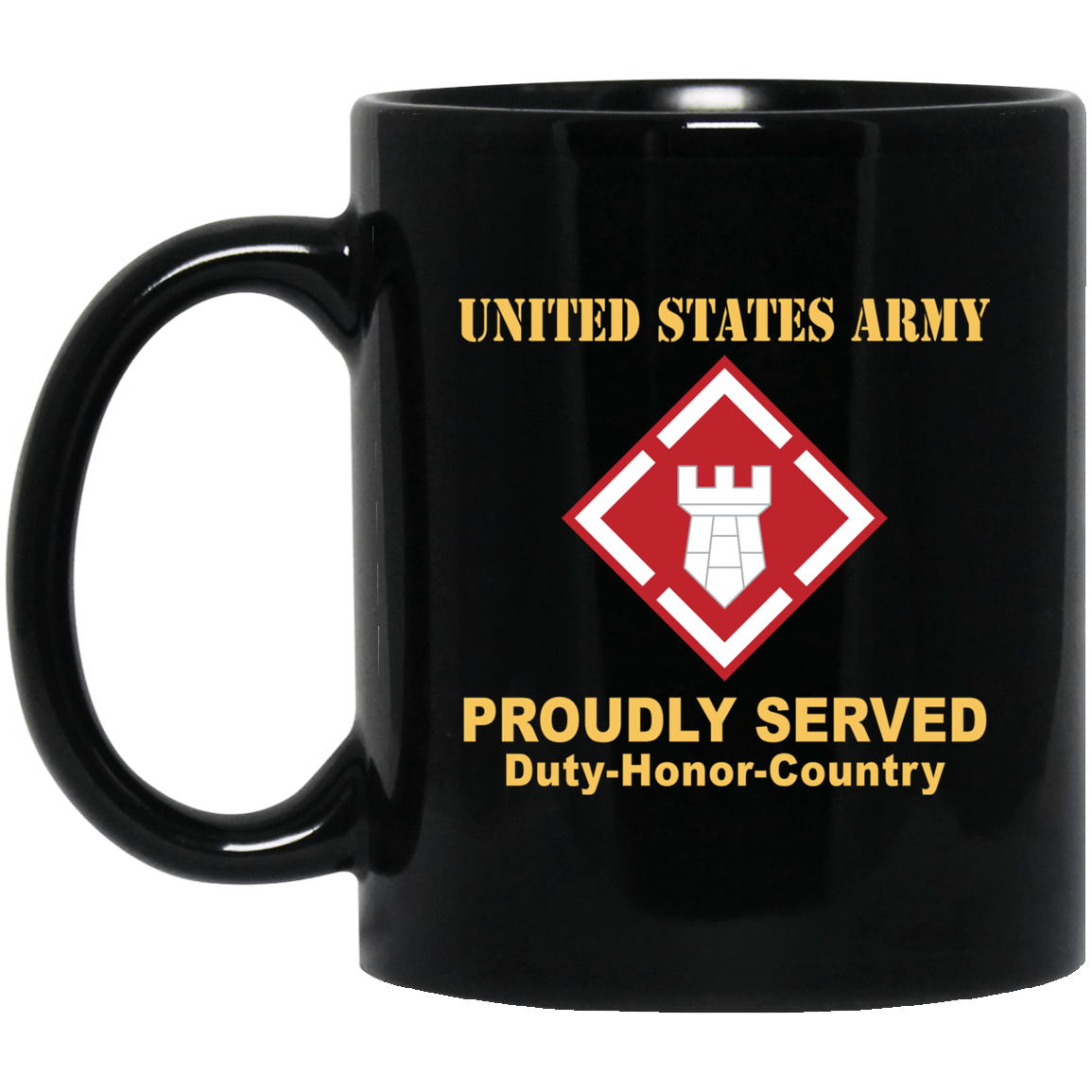 US ARMY 20TH ENGINEER BRIGADE WITH AIRBORNE TAB- 11 oz - 15 oz Black Mug-Mug-Army-CSIB-Veterans Nation