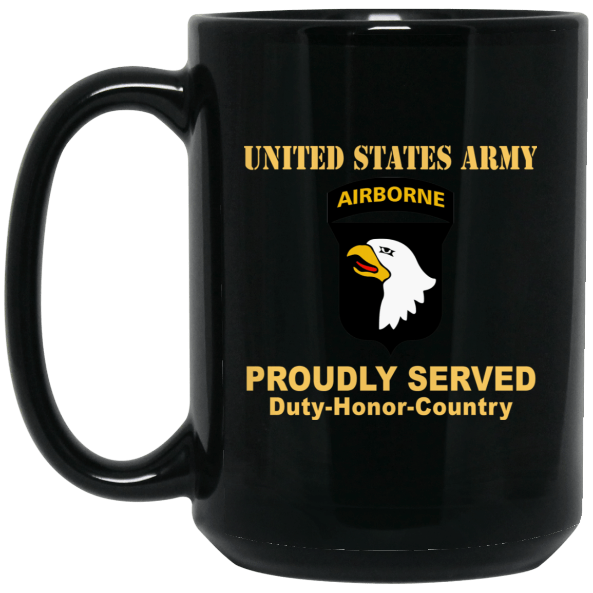 US ARMY 101ST AIRBORNE DIVISION - 11 oz - 15 oz Black Mug-Mug-Army-CSIB-Veterans Nation