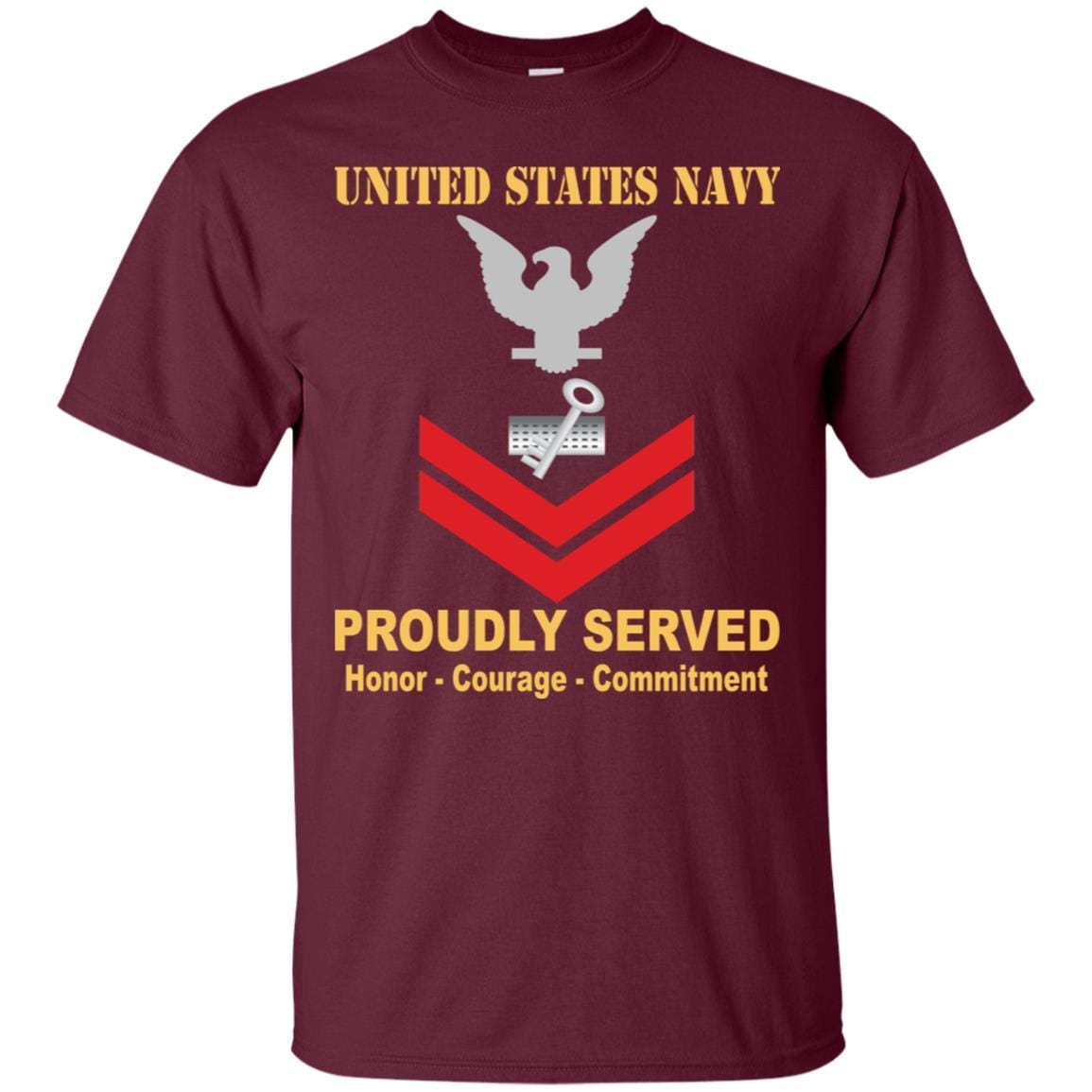 Navy Disbursing Clerk Navy DK E-5 Rating Badges Proudly Served T-Shirt For Men On Front-TShirt-Navy-Veterans Nation