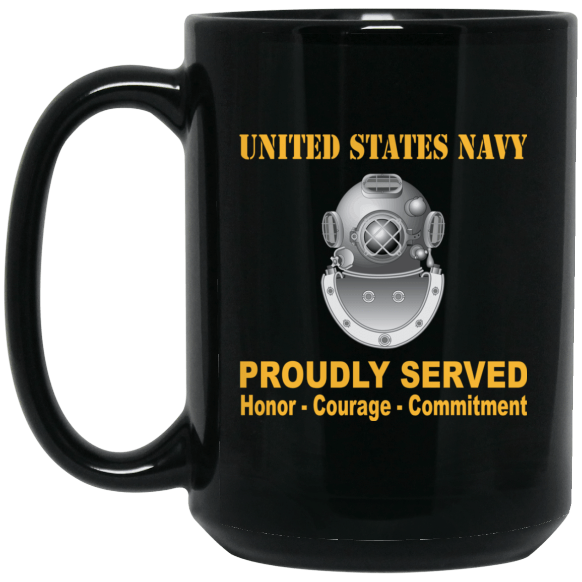 Navy Diver Navy ND Proudly Served Black Mug 11 oz - 15 oz-Mug-Navy-Rate-Veterans Nation