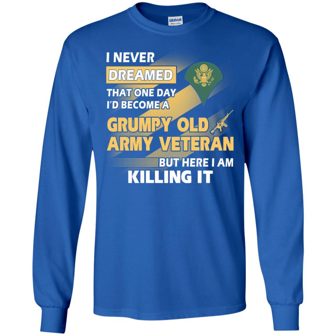 US Army T-Shirt "Grumpy Old Veteran" E-4 SPC(SP4) On Front-TShirt-Army-Veterans Nation