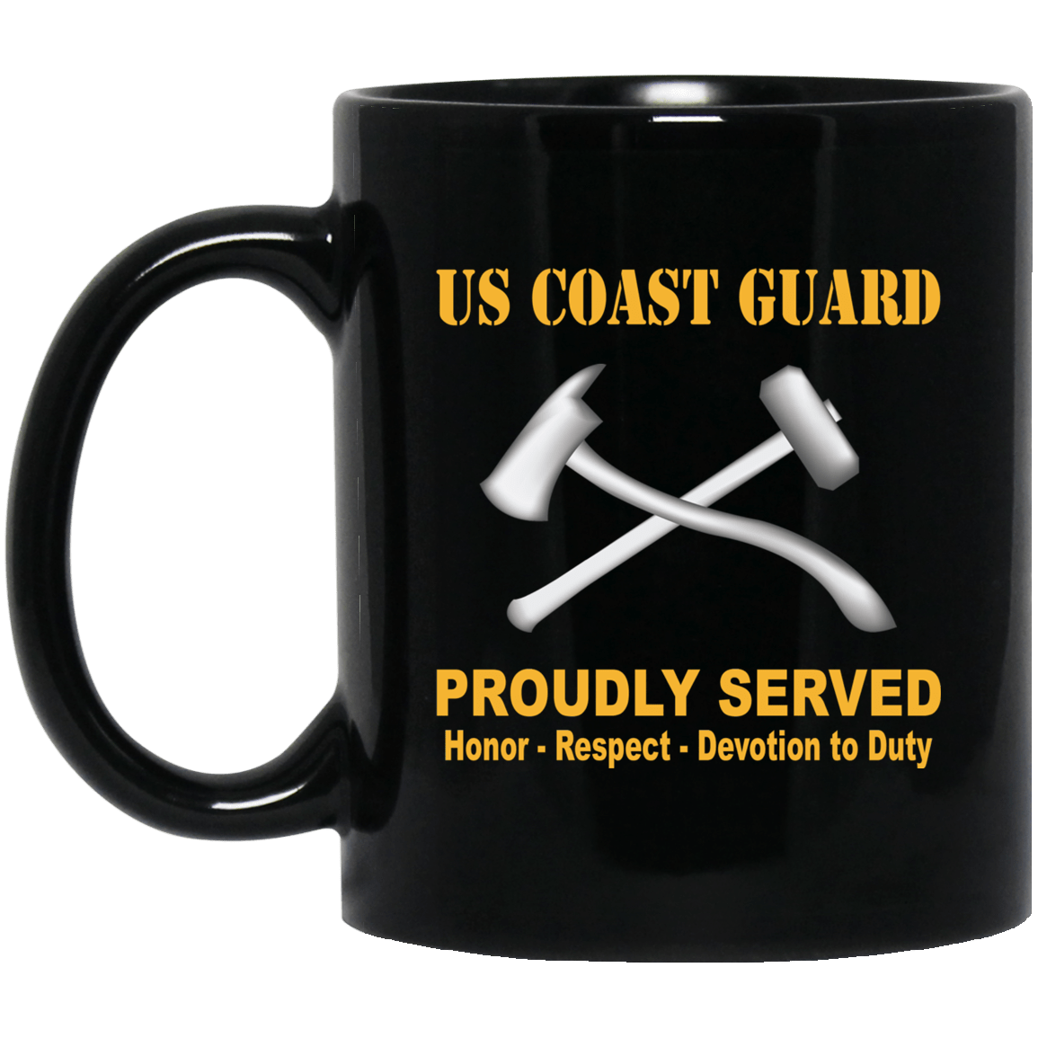 US Coast Guard Damage Controlman DC Logo Proudly Served Black Mug 11 oz - 15 oz-Mug-USCG-Rate-Veterans Nation