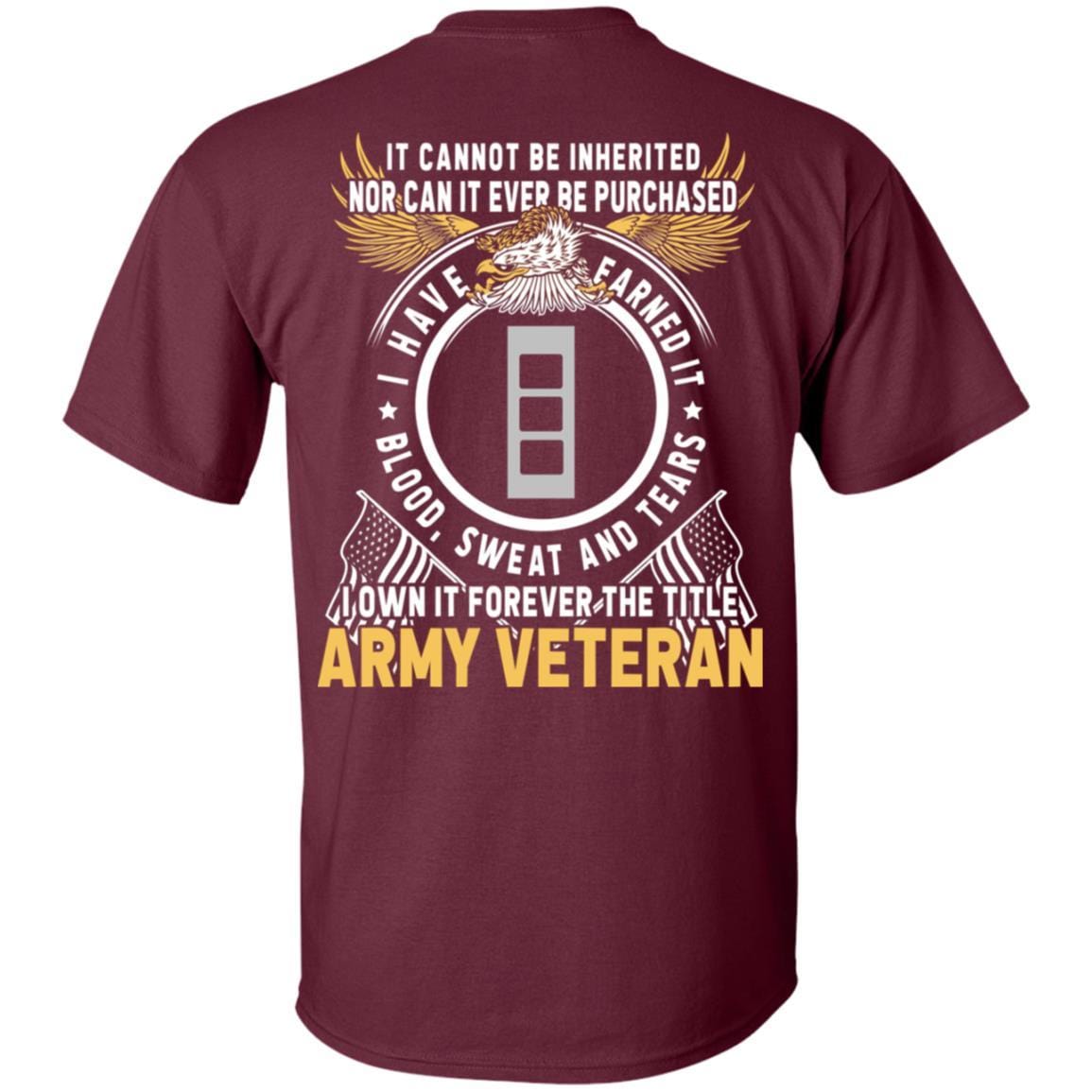 US Army W-3 Chief Warrant Officer 3 W3 CW3 Warrant Officer Ranks T-Shirt For Men On Back-TShirt-Army-Veterans Nation
