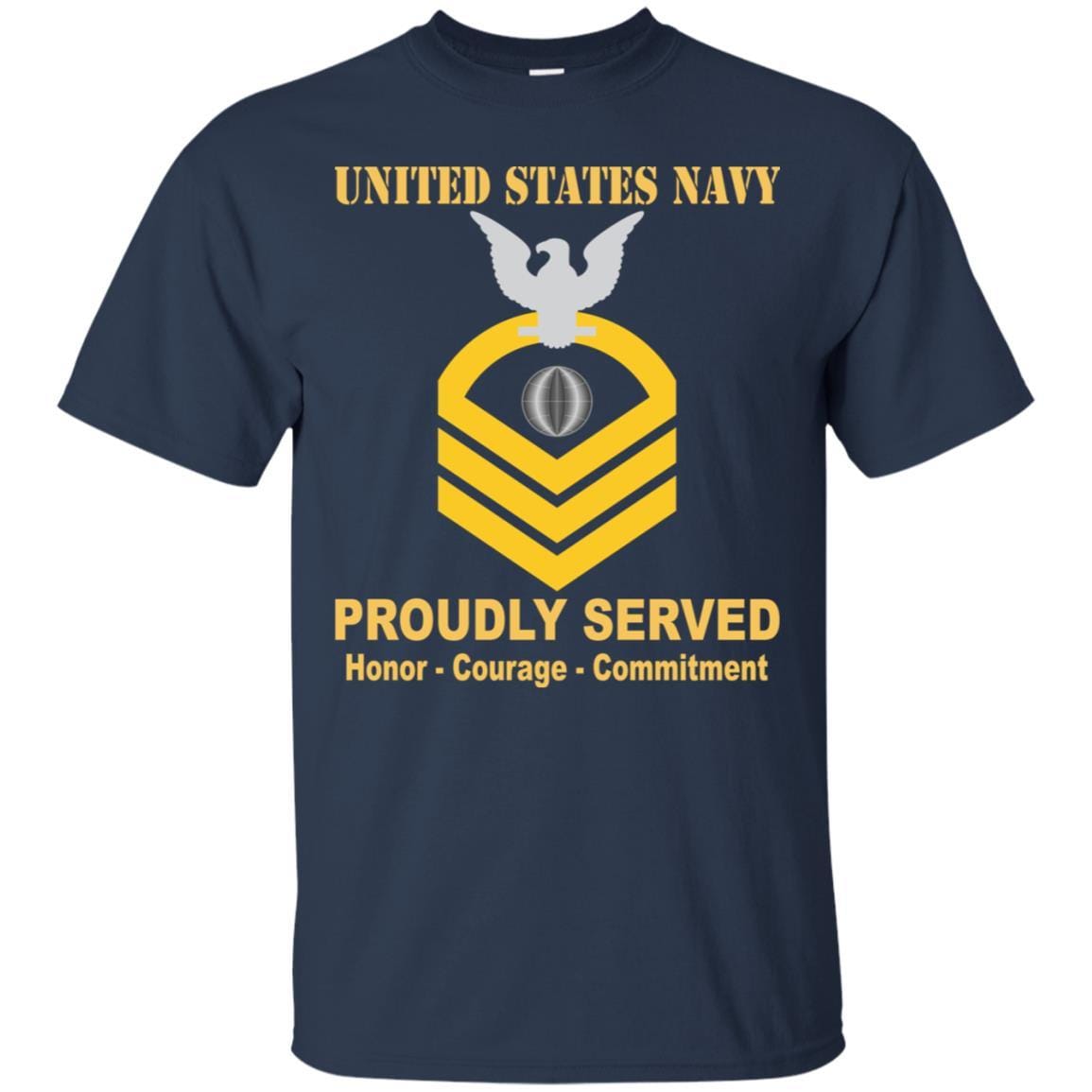 U.S Navy Electrician's mate Navy EM E-7 Rating Badges Proudly Served T-Shirt For Men On Front-TShirt-Navy-Veterans Nation